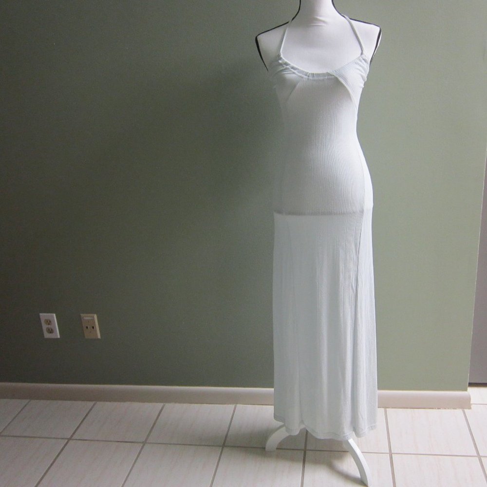 BEBE MODA SOFT, LONG HALTER DRESS WITH SLIT BACK